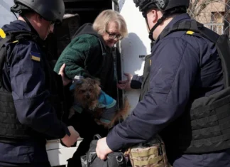 Рятувальники евакуювали з небезпечного району Херсона жінку з песиком