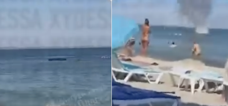 Рядом с отдыхающими на пляже в Одессе произошел взрыв (видео)